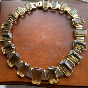 Banana Republic Gold and light sparkling amber coloured gem Necklace